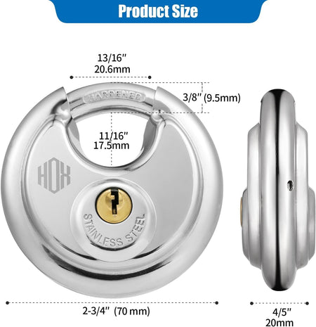 HOX Keyed-Alike Disc Padlock, Hardened Steel Shackle, 4-Pack feature image 3