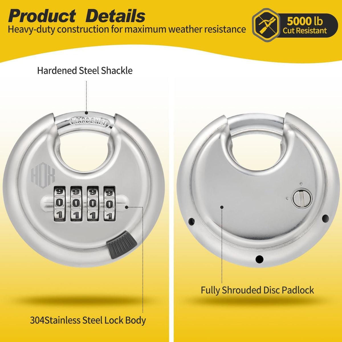 HOX 4-Digit Combination Disc Padlock feature image 2