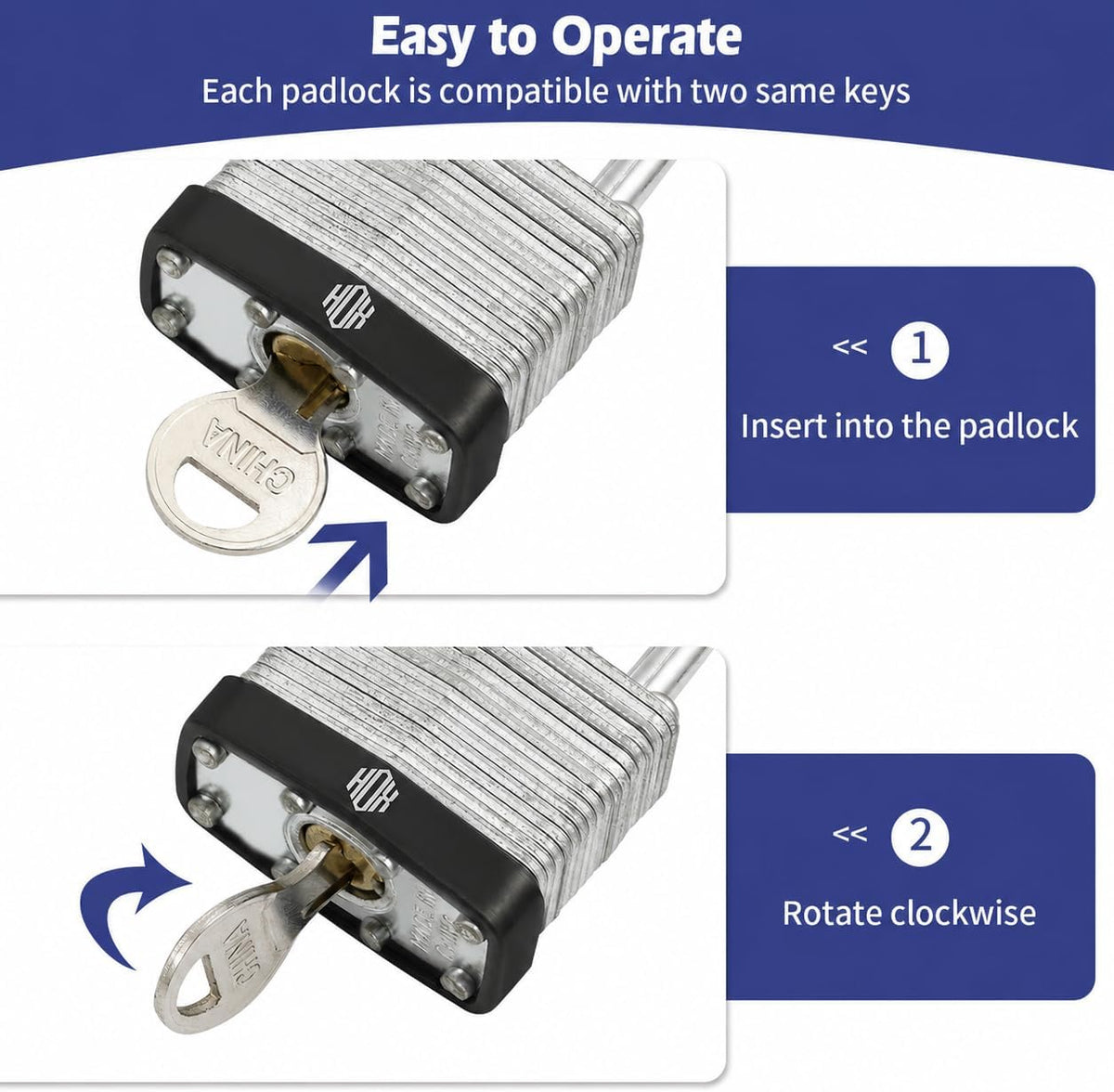 HOX 6-Pack Keyed-Alike Padlocks, Hardened Steel Shackle, Brass Cylinder feature image 5