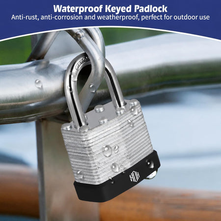 HOX 6-Pack Keyed-Alike Padlocks, Hardened Steel Shackle, Brass Cylinder feature image 6