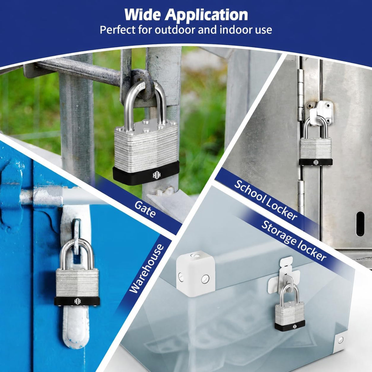 HOX 6-Pack Keyed-Alike Padlocks, Hardened Steel Shackle, Brass Cylinder feature image 7