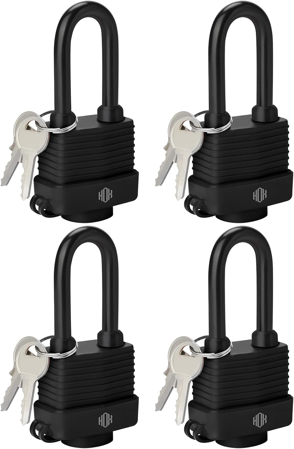 HOX Weather Resistant 40mm Padlock, 2-Inch Stainless Steel Shackle, 6-Pack