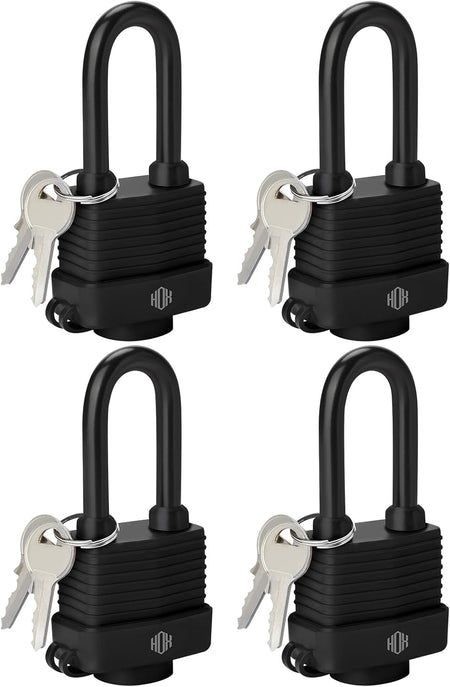 HOX Weather Resistant 40mm Padlock, 2-Inch Stainless Steel Shackle, 6-Pack