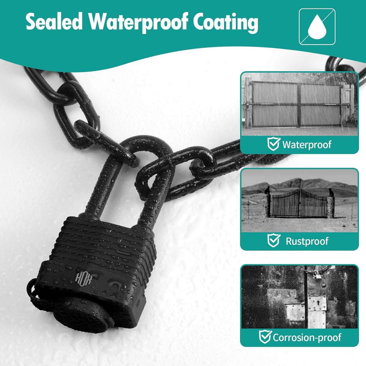 HOX Weather Resistant 40mm Padlock, 2-Inch Stainless Steel Shackle, 6-Pack feature image 4
