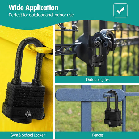HOX Weather Resistant 40mm Padlock, 2-Inch Stainless Steel Shackle, 6-Pack feature image 7