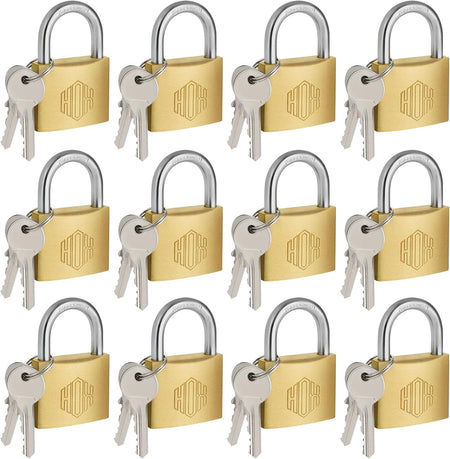 HOX Solid Brass Keyed Different Padlock with 1-9/16-Inch Wide Body, 12-Pack