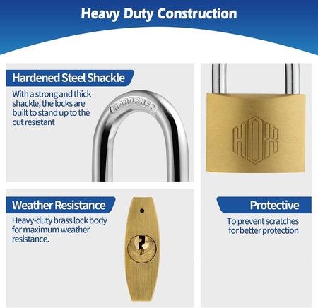 HOX Solid Brass Keyed Different Padlock with 1-9/16-Inch Wide Body, 12-Pack feature image 4