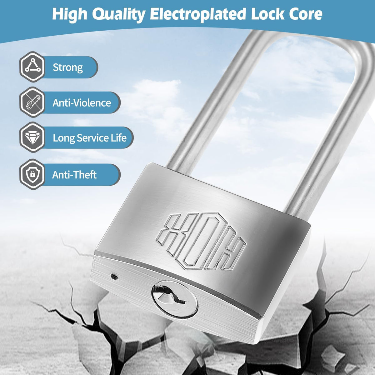 HOX Marine-Grade Rustproof Padlock, Keyed-Alike, 2.5-Inch Long Shackle feature image 4