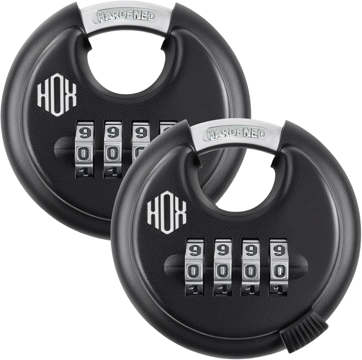 HOX 4-Digit Disc Padlock, Combination Lock with Stainless Steel Shackle