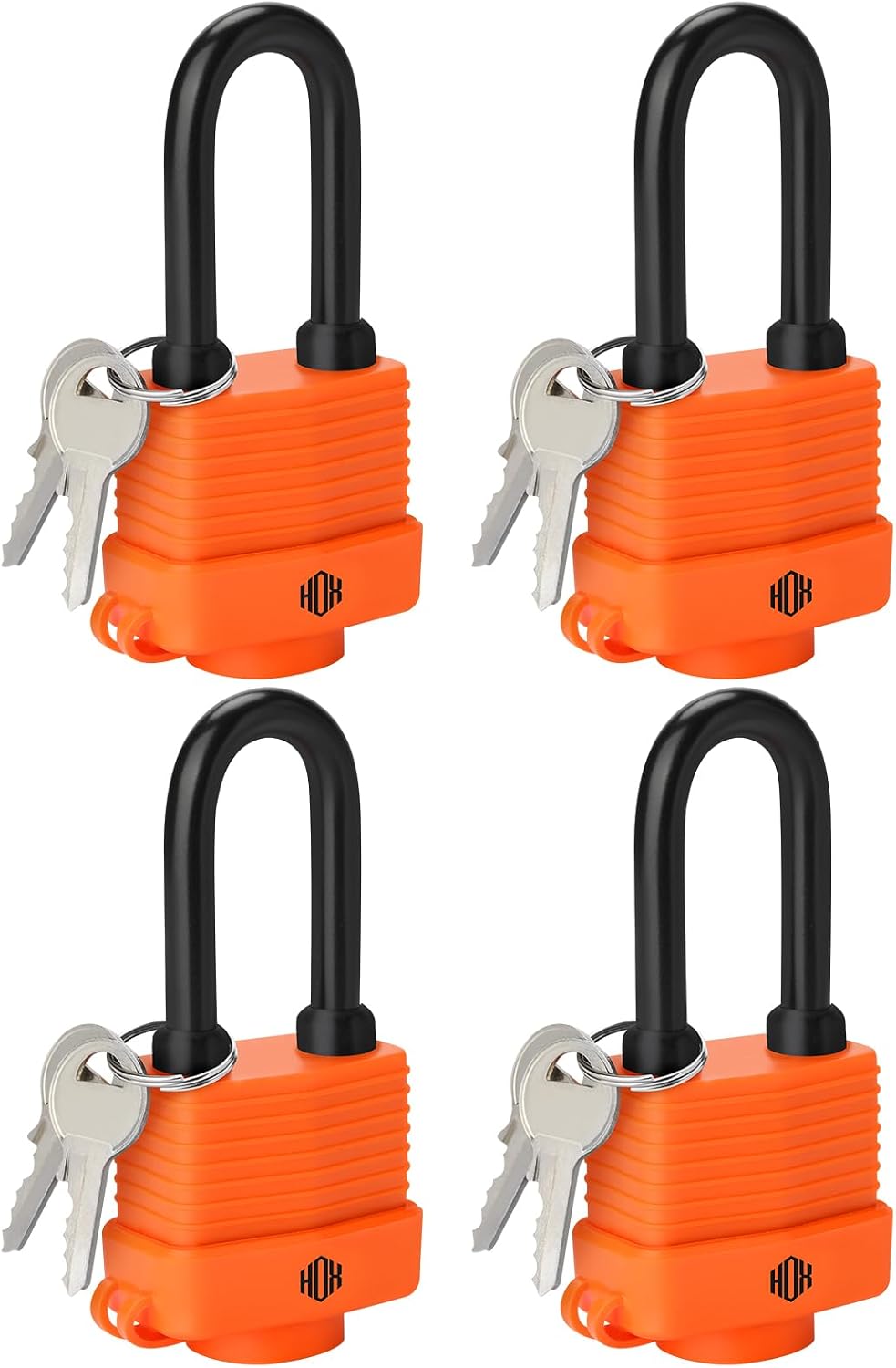HOX Weather Resistant 40mm Padlock, 2-Inch Stainless Steel Shackle, 6-Pack