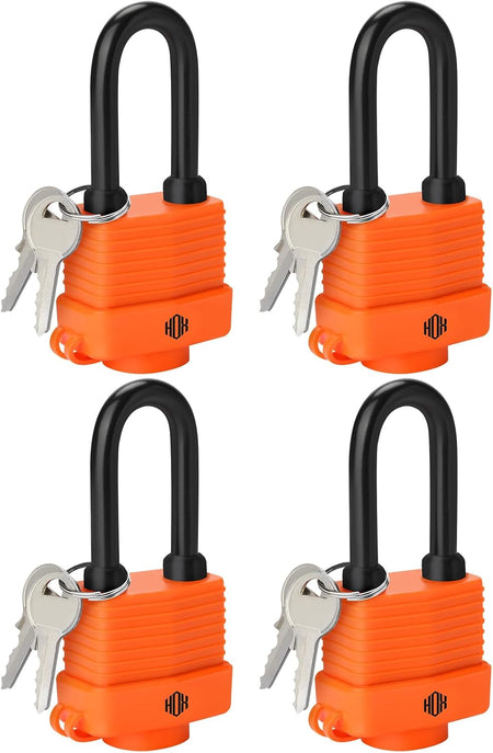 HOX Weather Resistant 40mm Padlock, 2-Inch Stainless Steel Shackle, 6-Pack