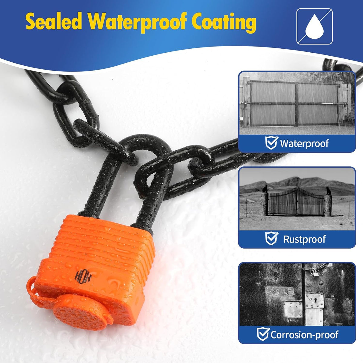 HOX Weather Resistant 40mm Padlock, 2-Inch Stainless Steel Shackle, 6-Pack feature image 4