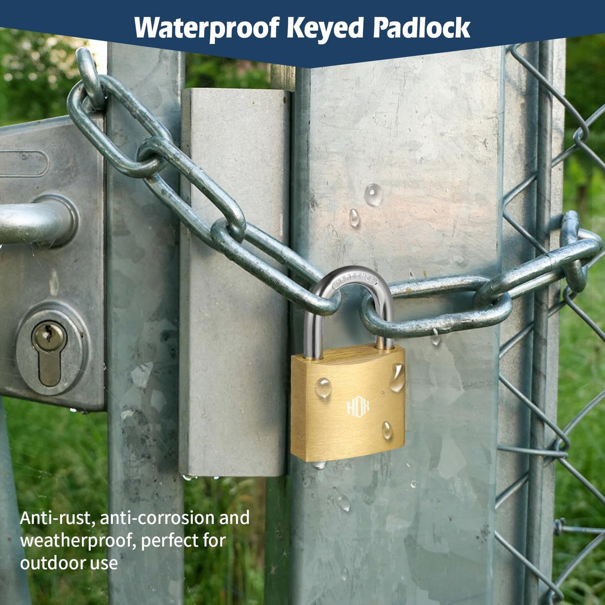HOX Solid Brass Keyed-Alike Padlock, Hardened Steel Shackle, 30mm, 2-Pack feature image 6