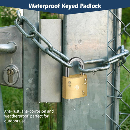 HOX Solid Brass Keyed-Alike Padlock, Hardened Steel Shackle, 30mm, 2-Pack feature image 6