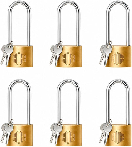 HOX six-pack solid brass keyed-alike padlocks with 2.5-inch long shackles